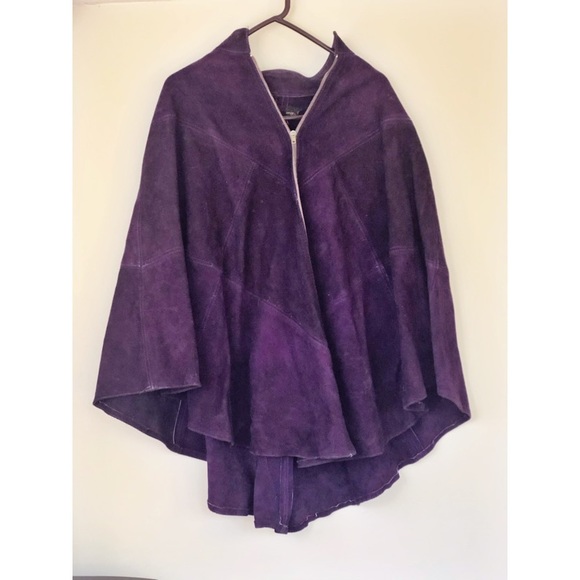 Authentic Vintage Queen of the Capes / purple leather patchwork cape